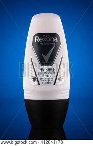 Lviv, Ukraine - April 23, 2020: Rexona Antiperspirant Deodorant For Men