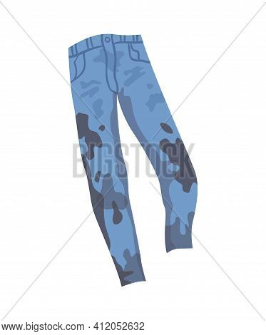 Dirty Clothes. Grease Stained Pants. Laundry Mud Stains On Garments. Uncleanliness Trousers. Symbol 