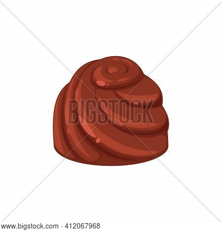 Choco Sweets Isolated Chocolate Candy With Swirls. Vector Sweet Confectionery Food, Brown Dessert Wi