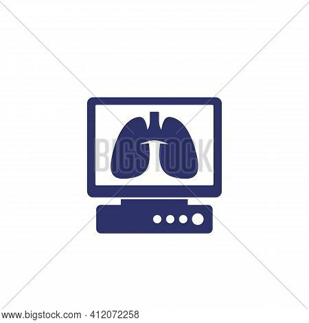 Lungs On Screen Vector Icon On White