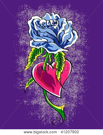 Blue rose genom hjärtat