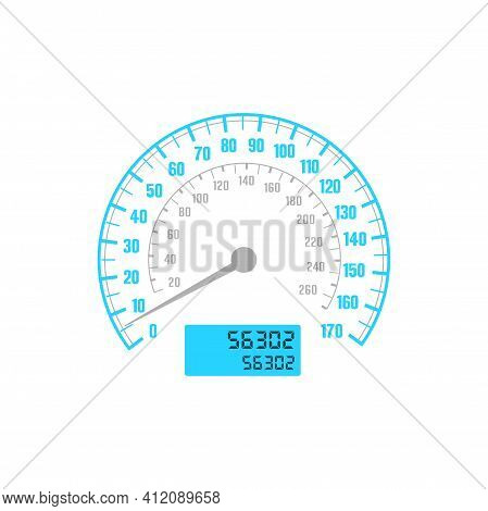 Speedometer Car Gauge With Speed Scale, Odometer Dashboard, Vector Mph And Km Dial Counter. Vehicle 