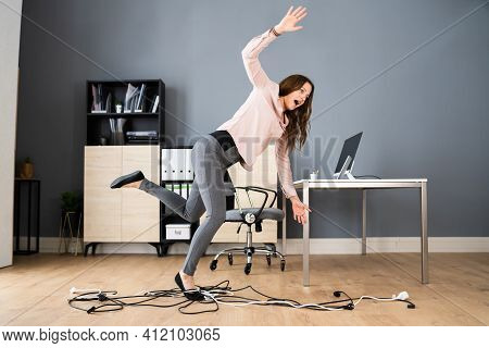 Stumble And Fall Over Wire In Office