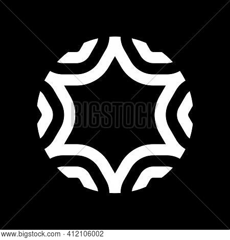 David Star Logo Template With Geometric Rounded Japanese Kamon Line Art Illustration In Flat Design 