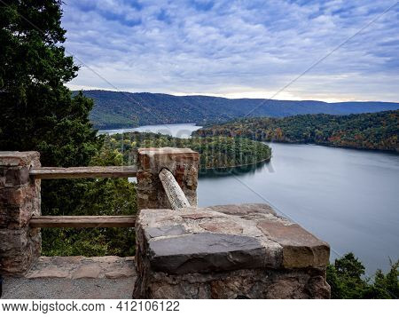 Gorgeous View Of Raystown Lake From Hawn's Overlook Near Altoona, Pennsylvania In The Fall Right Bef
