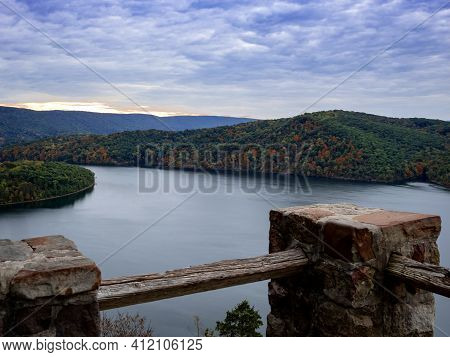 Gorgeous View Of Raystown Lake From Hawn's Overlook Near Altoona, Pennsylvania In The Fall Right Bef