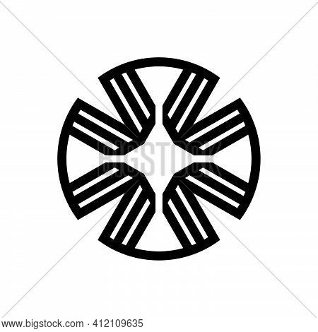 Ornament Cross X Logo Template With Geometric Japanese Kamon Illustration In Flat Design Monogram Sy