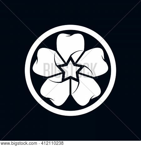 Dental Medical Logo Template With Modern Geometric Five Tooth And Star Illustration In Flat Design M