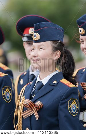 Cadets In Uniform Of Cadet Class Of Investigative Committee Of Russia During Solemn Event Dedicated 