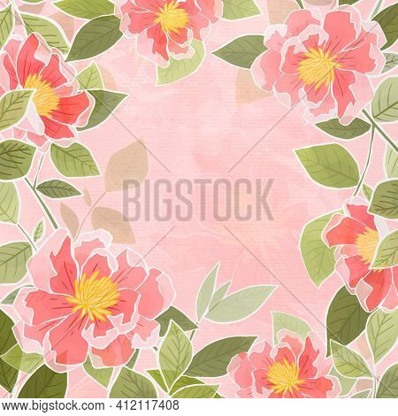 Hand drawn rose floral background