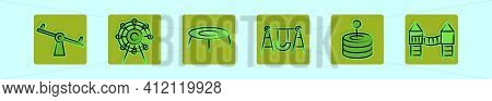 Set Of Jungle Gym Cartoon Icon Design Template With Various Models. Modern Vector Illustration Isola