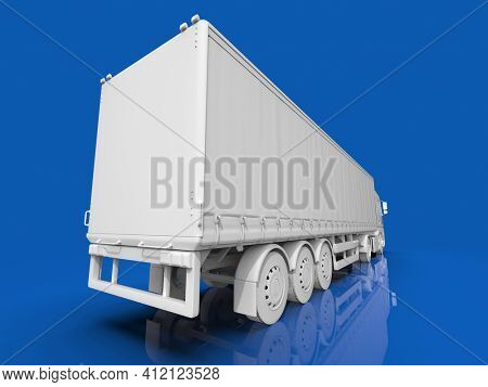 MockupÂ Abstract HeavyÂ Semi TrailerÂ Truck Isolated on Blue,Â Transportation Vehicle, Delivery Transport TIR, EuroÂ Cargo Logistic Concept,Â Freight Shipping, International Delivering Industry,Â 3D Render