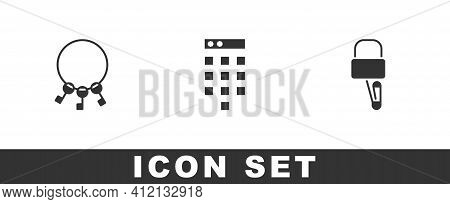 Set Bunch Of Keys, Password Protection And Lock Picks For Lock Picking Icon. Vector