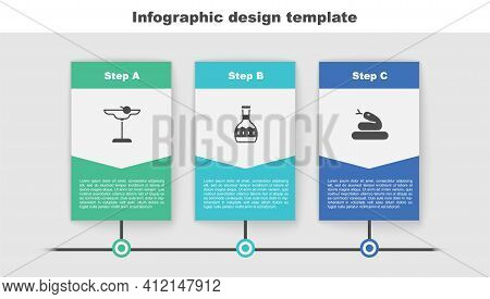 Set Margarita Cocktail, Tequila Bottle And Snake. Business Infographic Template. Vector