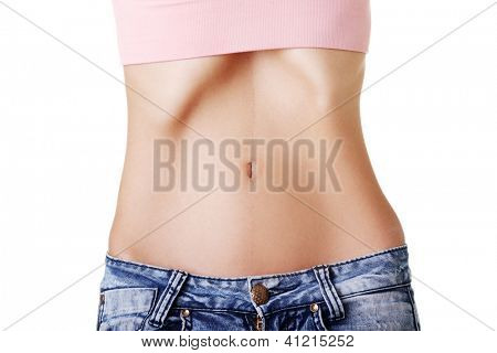 Břicho krásná mladá žena s anorexií