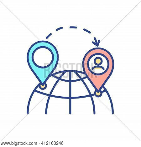 Travel Abroad Rgb Color Icon. Moving To Foreign Country. Educational, Business, Leisure Tour. Practi