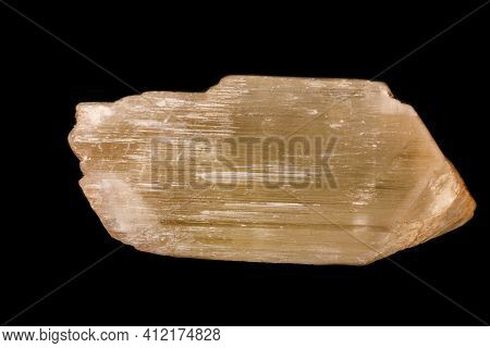 Macro Mineral Stone Spodumene On A Black Background Close Up
