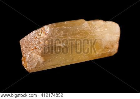 Macro Mineral Stone Spodumene On A Black Background Close Up