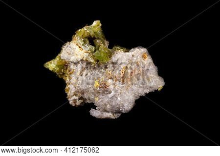 Macro Pyromorphite Mineral Stone On A Black Background Close Up