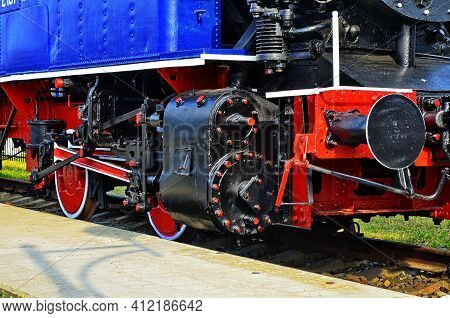 Retro Steam Locomotive Stands At The Station