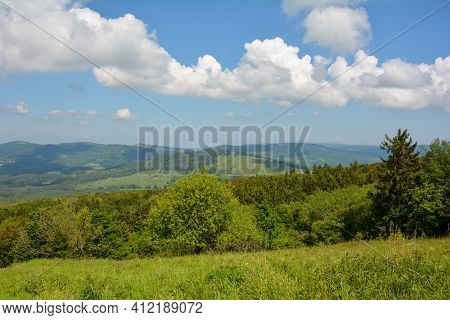 View From The 927.8 Meter High Kreuzberg Over The Landscape Of The Rhön Near Haselbach; District Of 