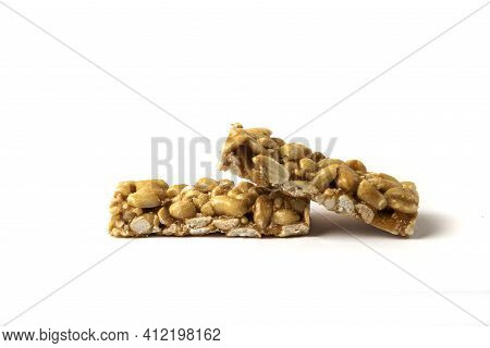 Nuga Waffles Isolated On White Background Macro View