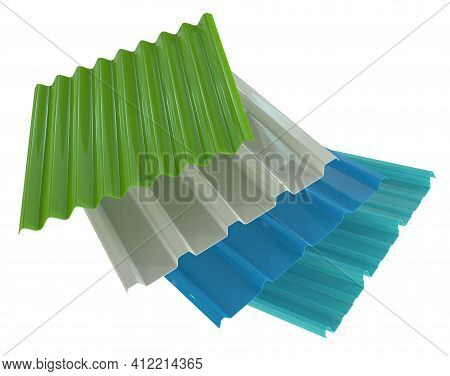 Profile Sheets Of Plastic Isolated On White. 3d Rendering