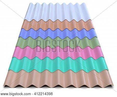 Profile Sheets Of Plastic Isolated On White. 3d Rendering
