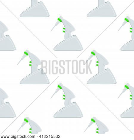 Abstract Seamless Medical Pipette, Dropper For Laboratory On White Background. Pattern Dropper Consi