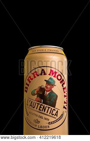 Birra Moretti, A Premium Lager Beer Produced By Italian Brewing Company Now Owned By Heineken Intern