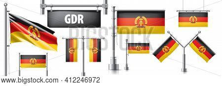 Vector Set Of The National Flag Of Gdr In Various Creative Designs