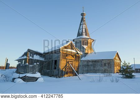 Ruins Of The Tikhvin Church (1897) And The Elias Church (1702) In The Village Of Saminsky Pogost On 