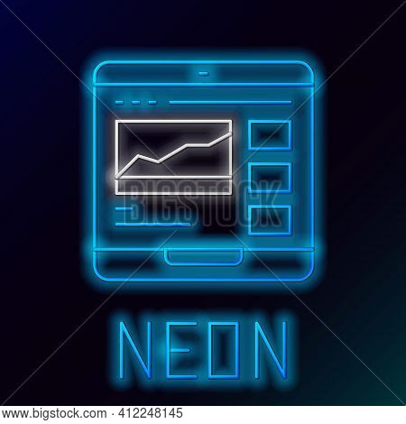 Glowing Neon Line Trading Courses Icon Isolated On Black Background. Distance Learning Finance Manag