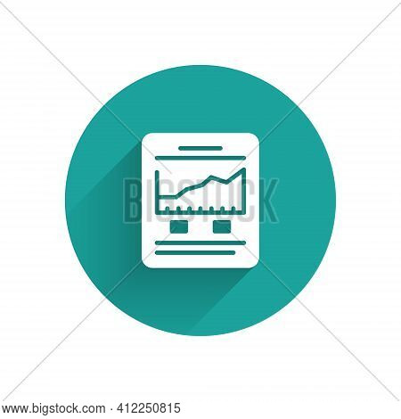 White Website With Stocks Market Growth Graphs And Money Icon Isolated With Long Shadow. Monitor Wit