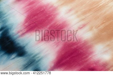 Tie Dye Striped Pattern Abstract Background. Cotton Fabric Abstract Texture Background.