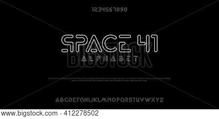 Futuristic Minimalist Display Font Design, Alphabet, Typeface, Letters And Numbers, Typography.