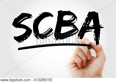 Scba - Social Cost Benefit Analysis Acronym With Marker, Business Concept Background