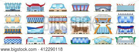 Sport Arena  Illustration On White Background. Isolated Cartoon Set Icon Stadium. Cartoon Set Icons 