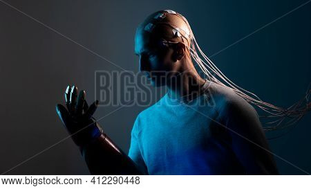 Bald Man With Electrodes In His Brain, A Man Of The Future