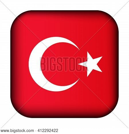 Glass Light Ball With Flag Of Turkey. Squared Template Icon. Turkish National Symbol. Glossy Realist