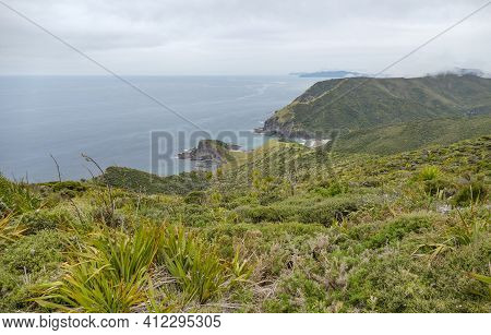 Coastal Scenery Around Cape Reinga At The North Island In New Zealand