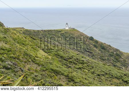 Coastal Scenery With Lighthouse Around Cape Reinga At The North Island In New Zealand