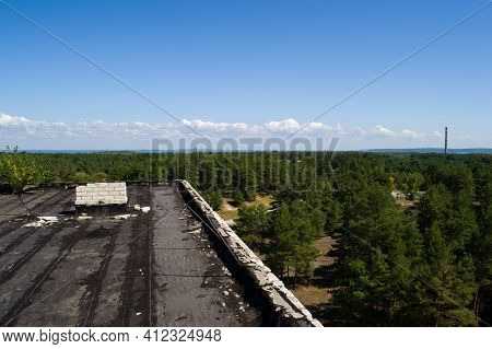 Abandoned Residential Buildings In The Village Of Orbita Near The Chigirin Nuclear Power Plant. Aban