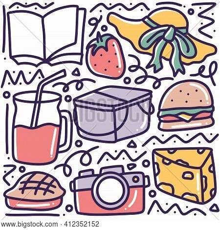 Hand Drawn Doodle Lunch Menu With Icons And Design Elements