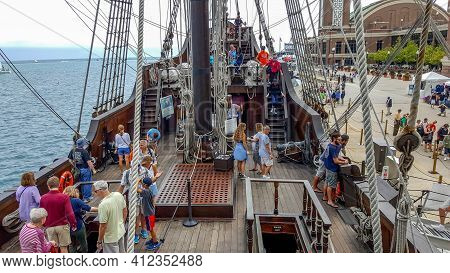 Chicago, Il July 30, 2016 Main Deck Of El Galeón Andalucía From Spain A Replica Of A 16th-17th Centu