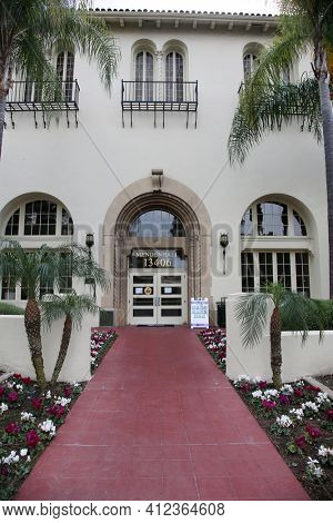 March 12, 2021 - Whittier, California: Whittier College. Mendenhall one of the buildings at Whittier College. Editorial Use Only. 