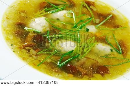 Frikadelu Zupa - Latvian Meatball Soup Close Up