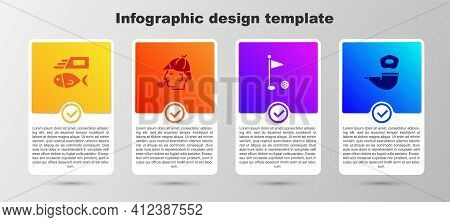 Set Fish And Chips, Sherlock Holmes, Golf Flag And Smoking Pipe. Business Infographic Template. Vect
