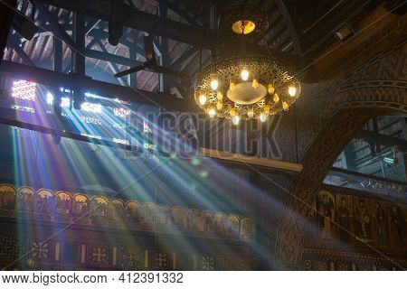 Cairo - Egypt - February 09, 2021: Old Beautiful Orthodox Church In Cairo. Christian Coptic Hanging 
