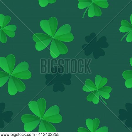 Saint Patrick Day Green Clover Seamless Pattern. Can Be Used As Fabric Texture. Stock Vector Illustr